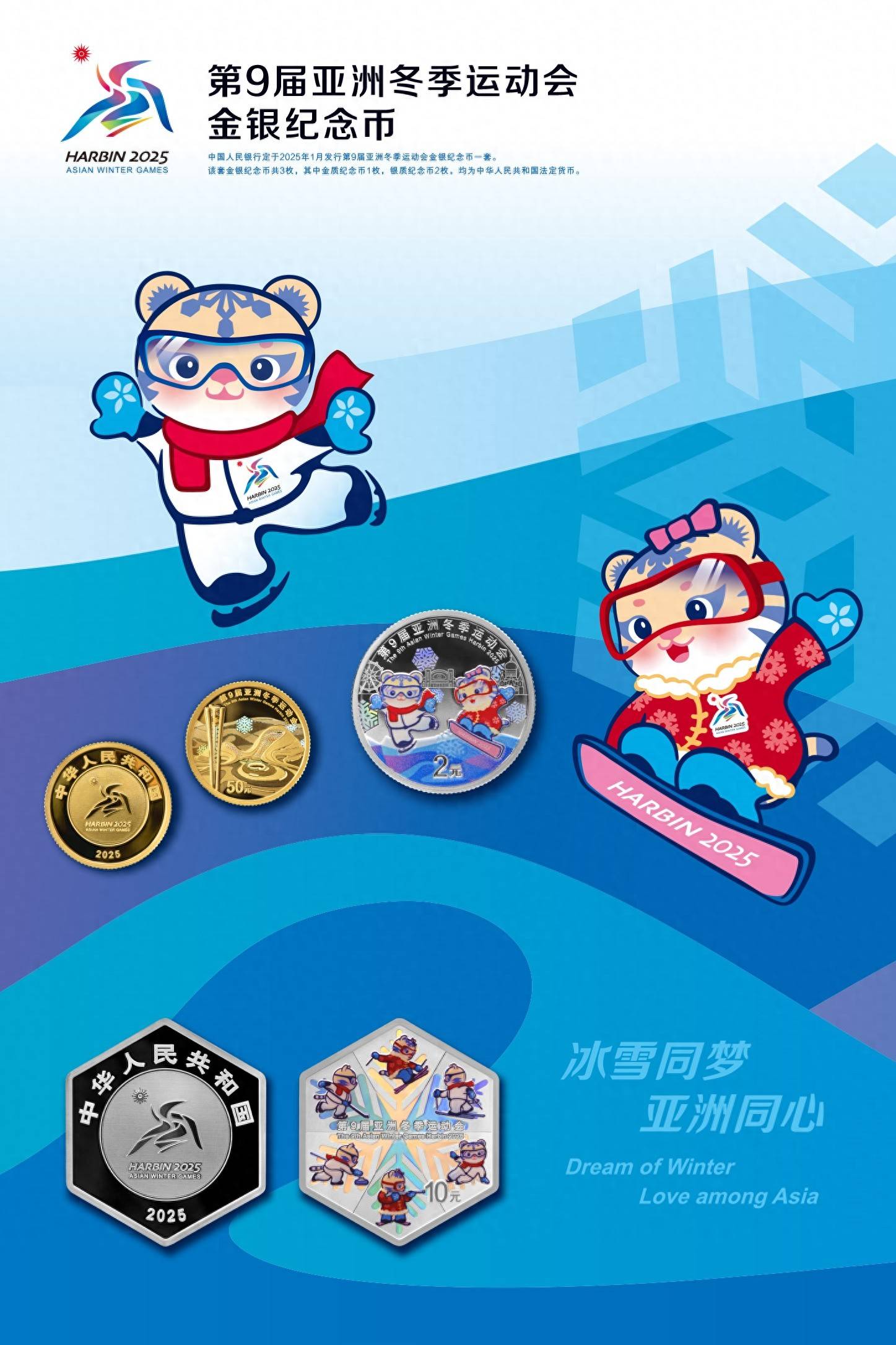 第9届亚洲冬季运动会纪念币为哈尔滨亚冬会送上什么样的祝福？