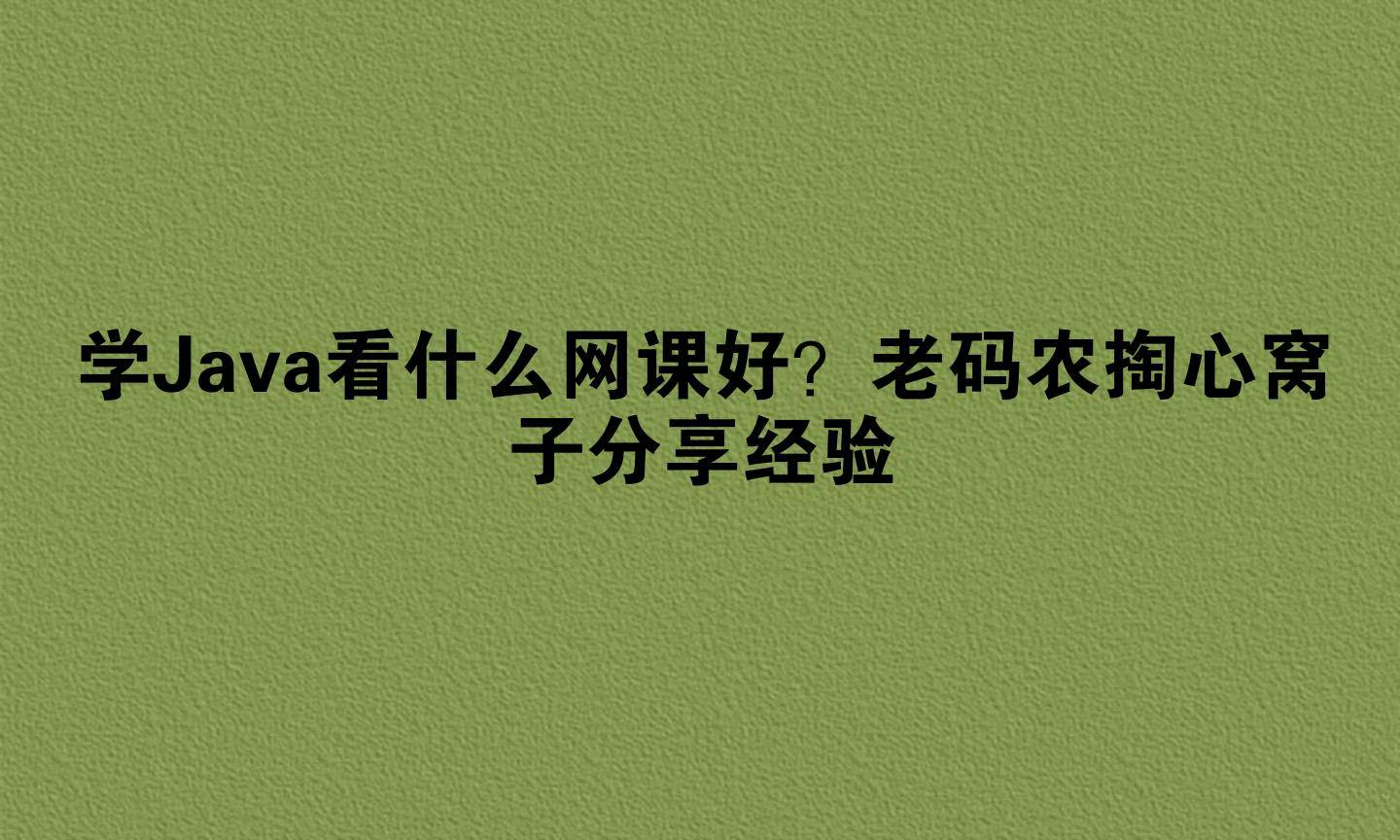 学Java看什么网课好？老码农掏心窝子分享经验